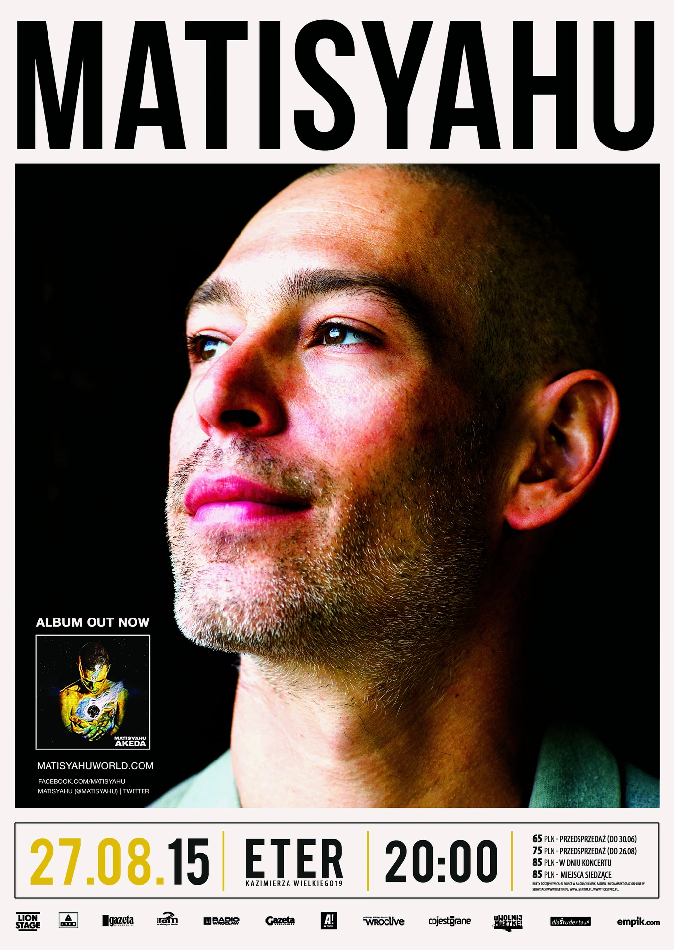 Plakat koncertu MATISYAHU: 27.08.2015, Eter, Wrocław