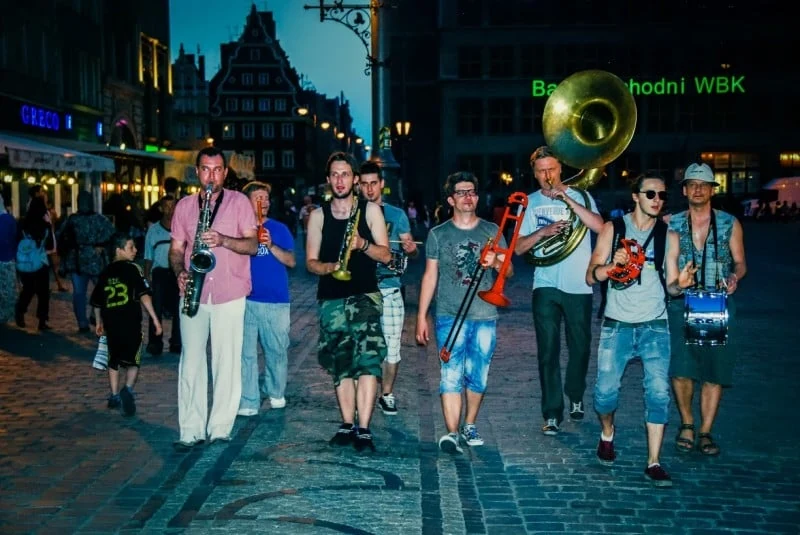 Funky New Orleans performing with brass instruments